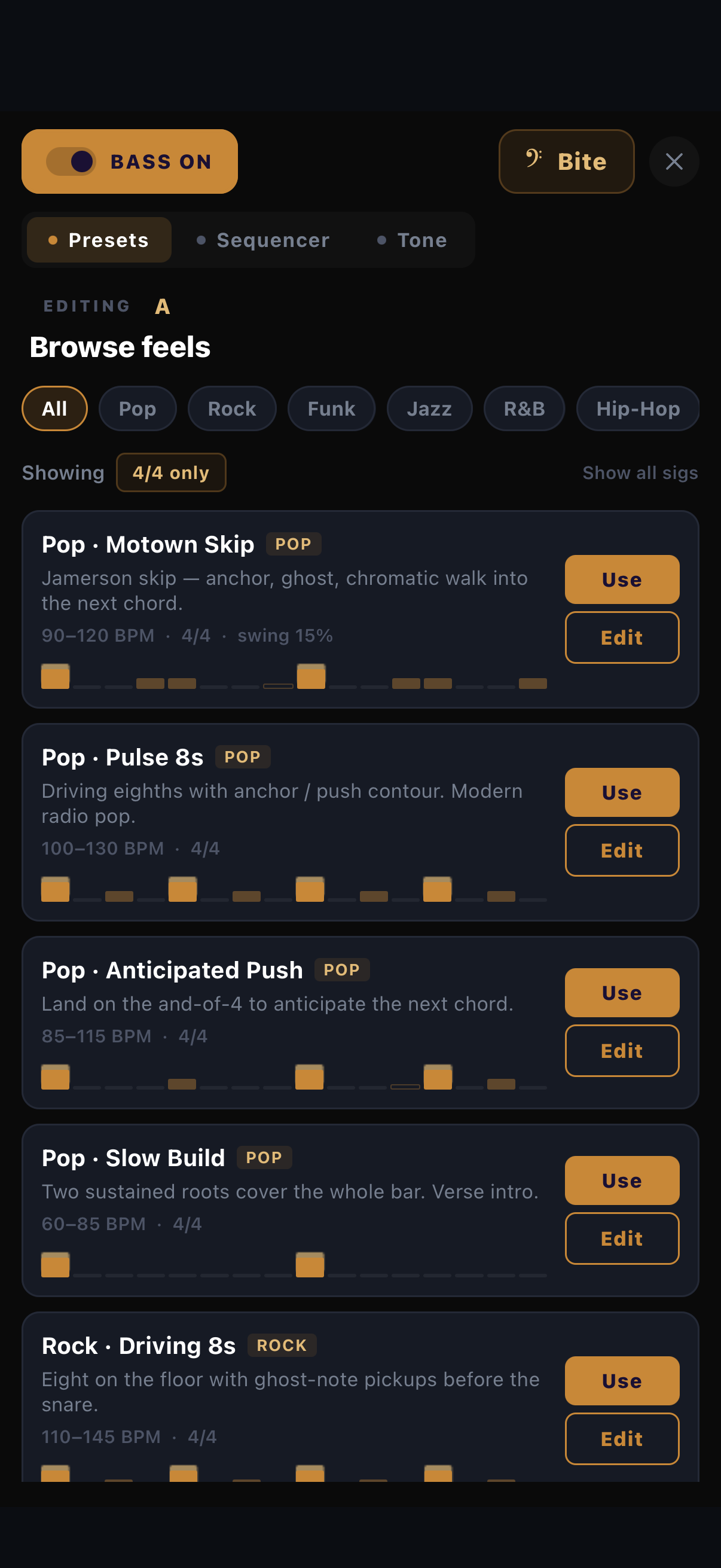 Bass presets